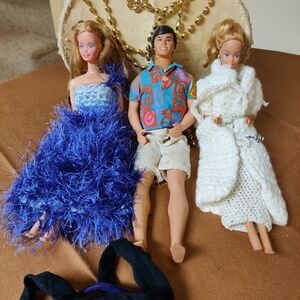 Three Vintage Crystal  Barbie Ken And Barbie  Included